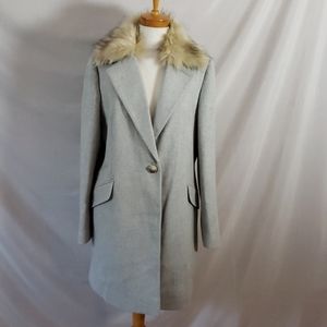 NEW Topshop Monica Faux Fur Collar Coat